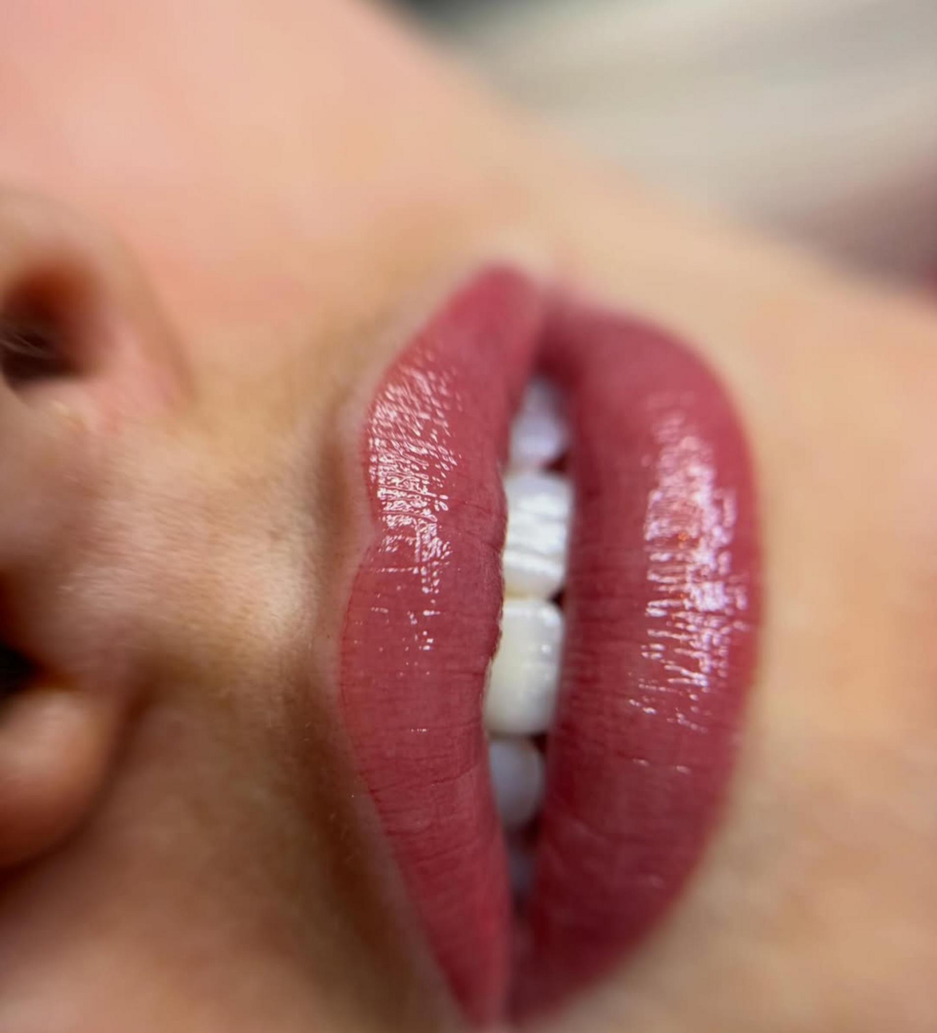 close up healed permanent lip color