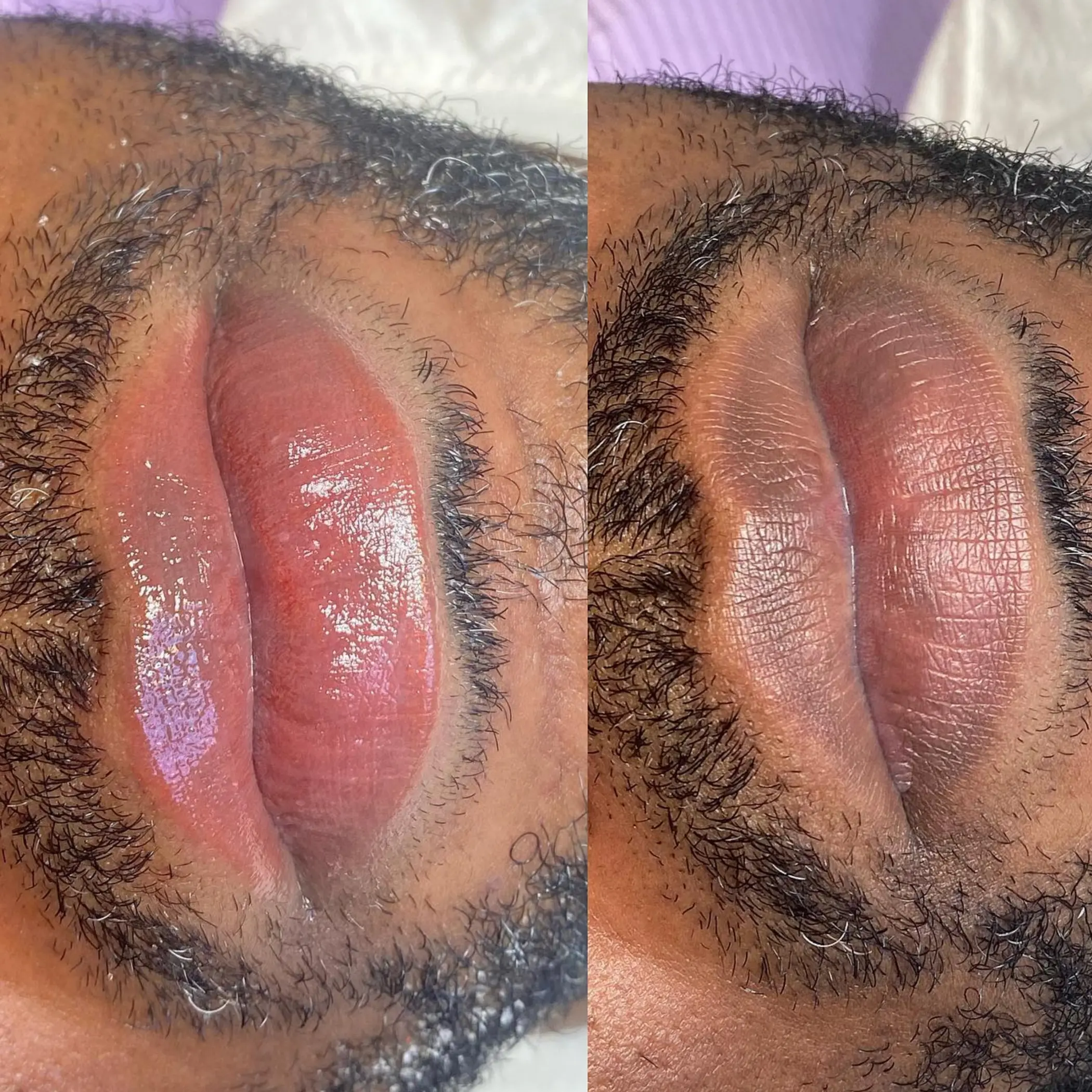close up lip colour correction men