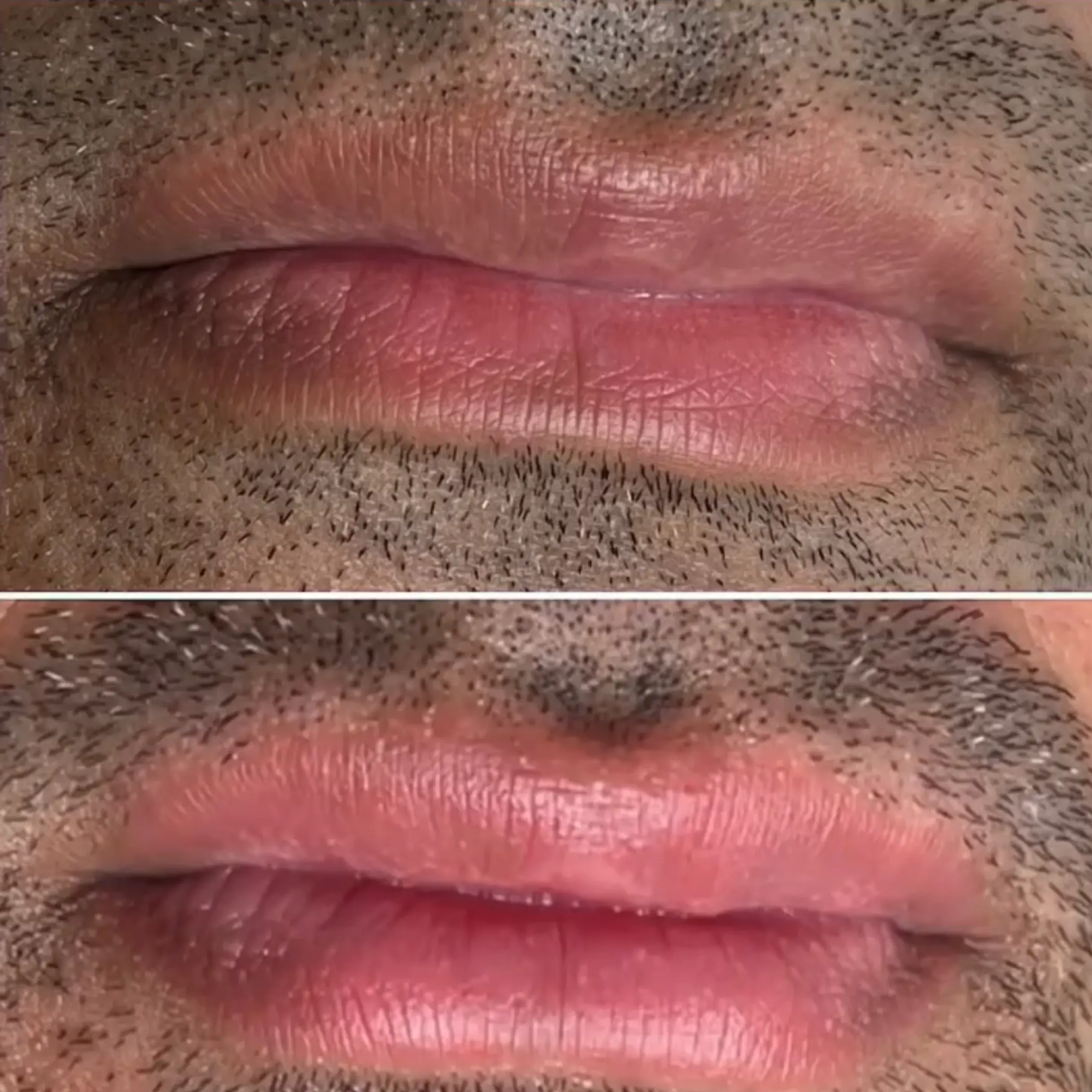 close up male lip pigment details