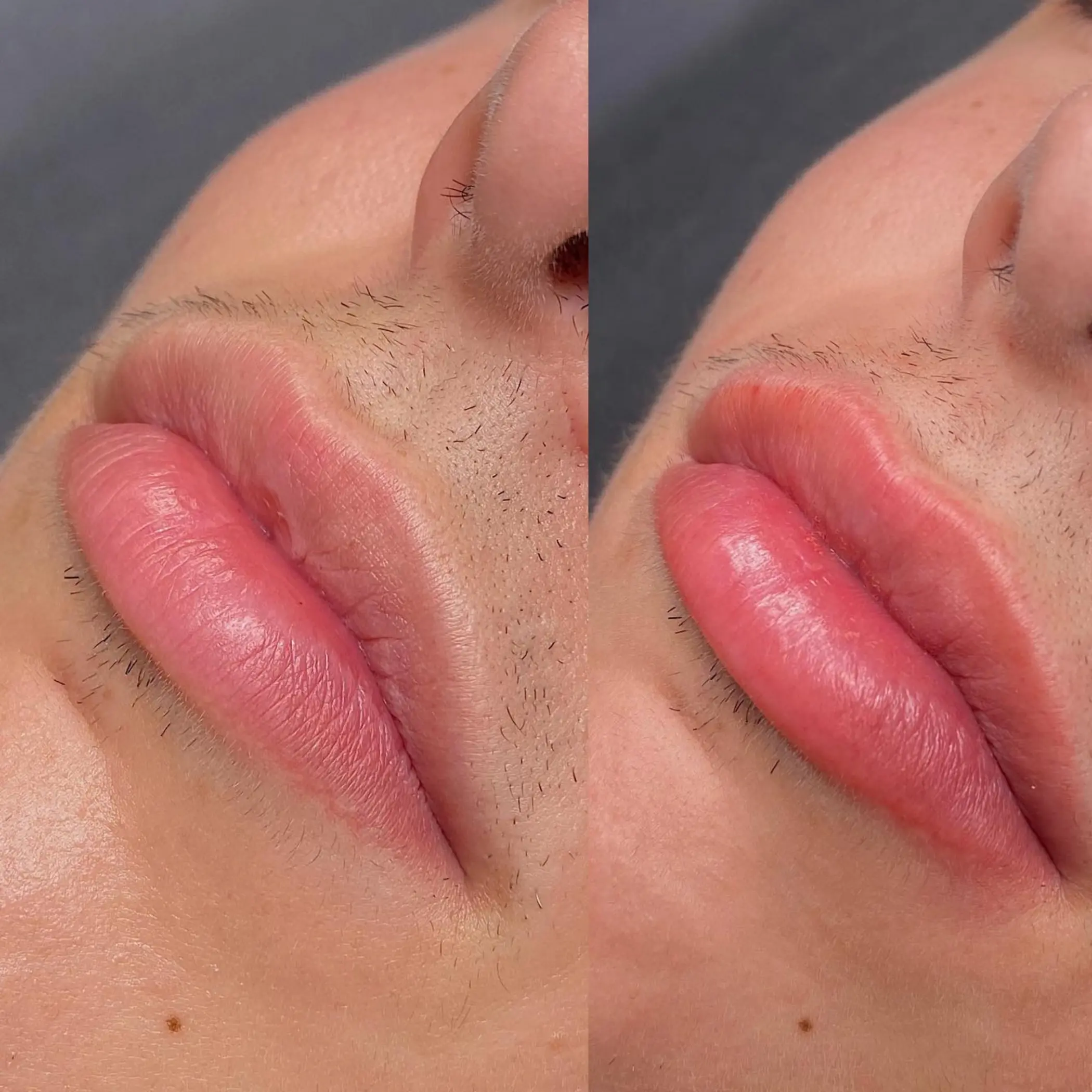 close up natural lip tattoo details