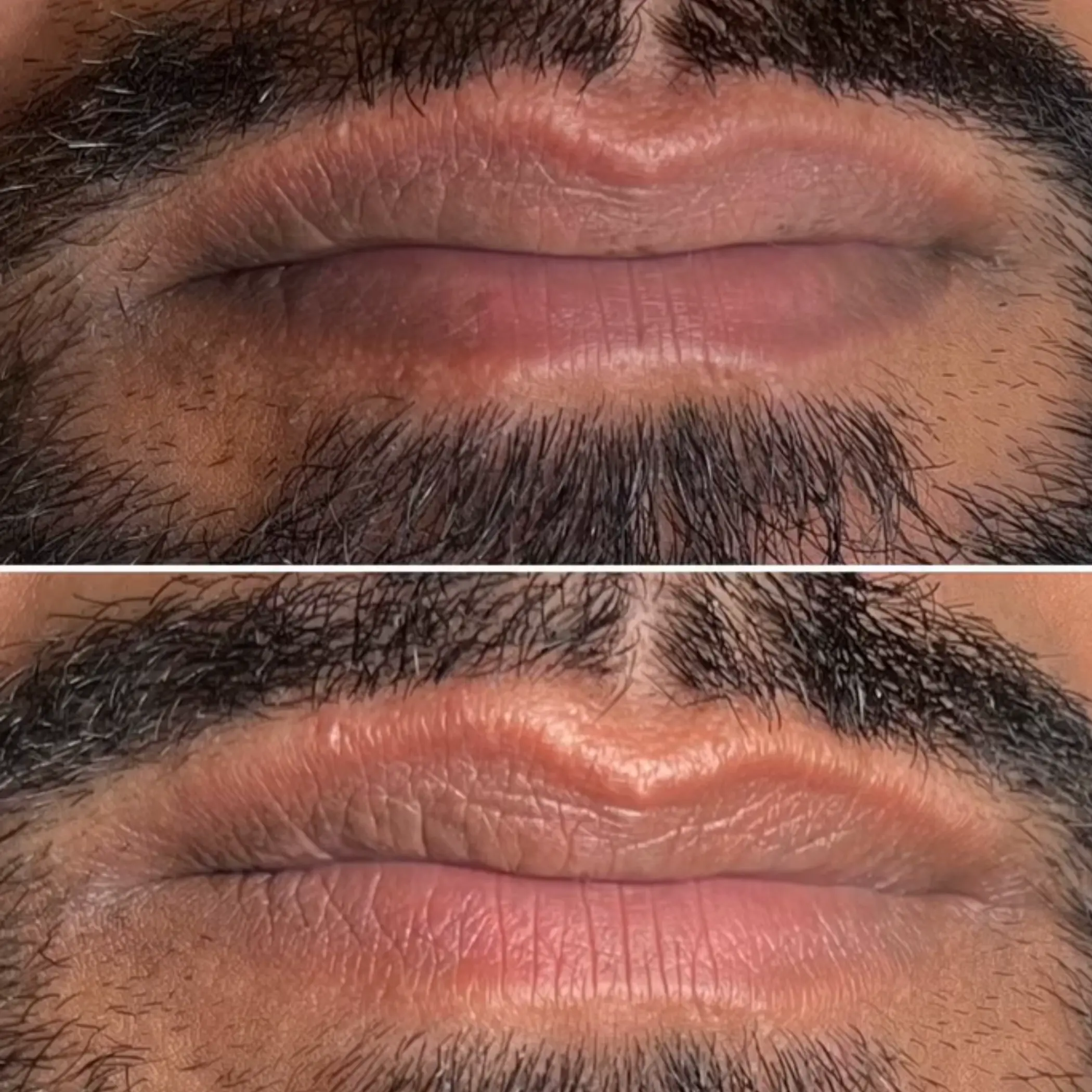 close up natural male lip shape