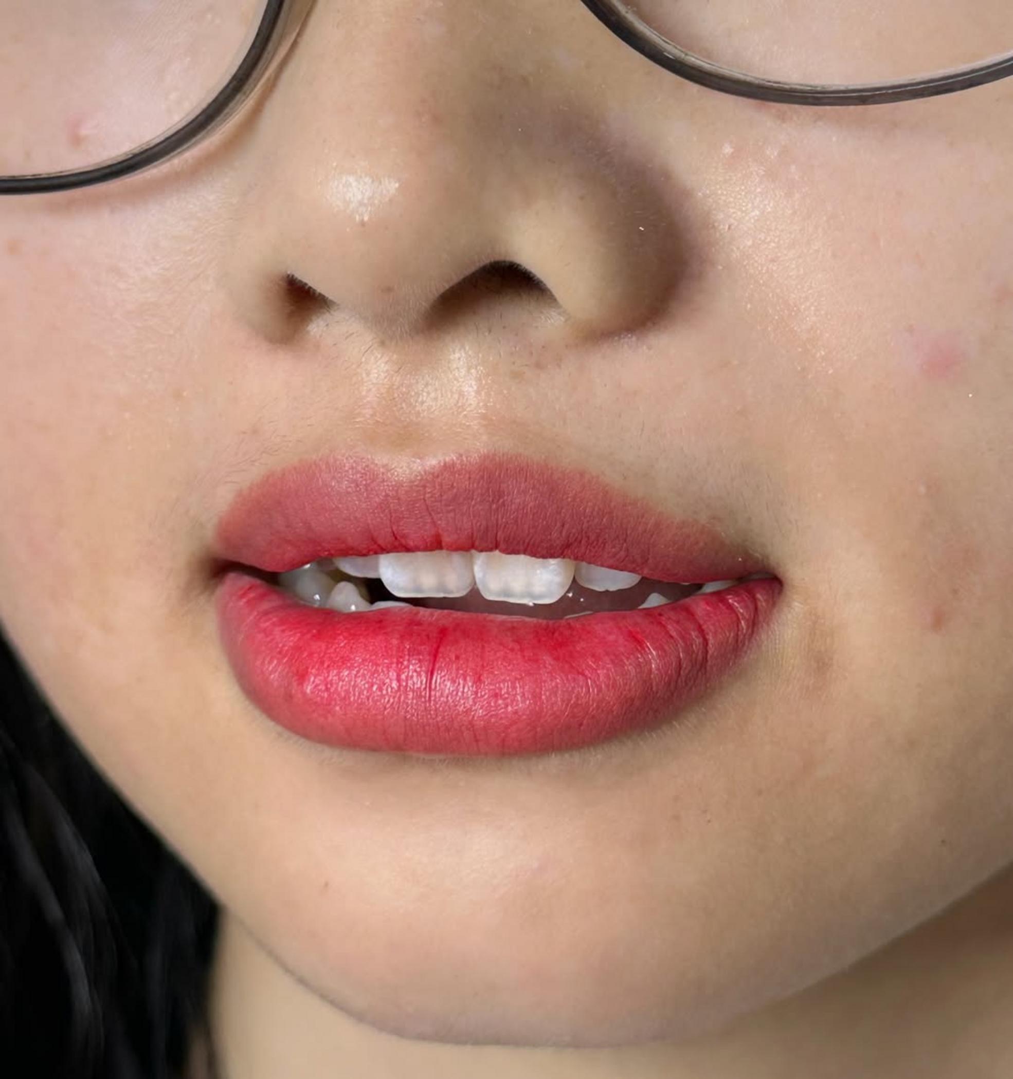 healing stages of lip blush tattoo