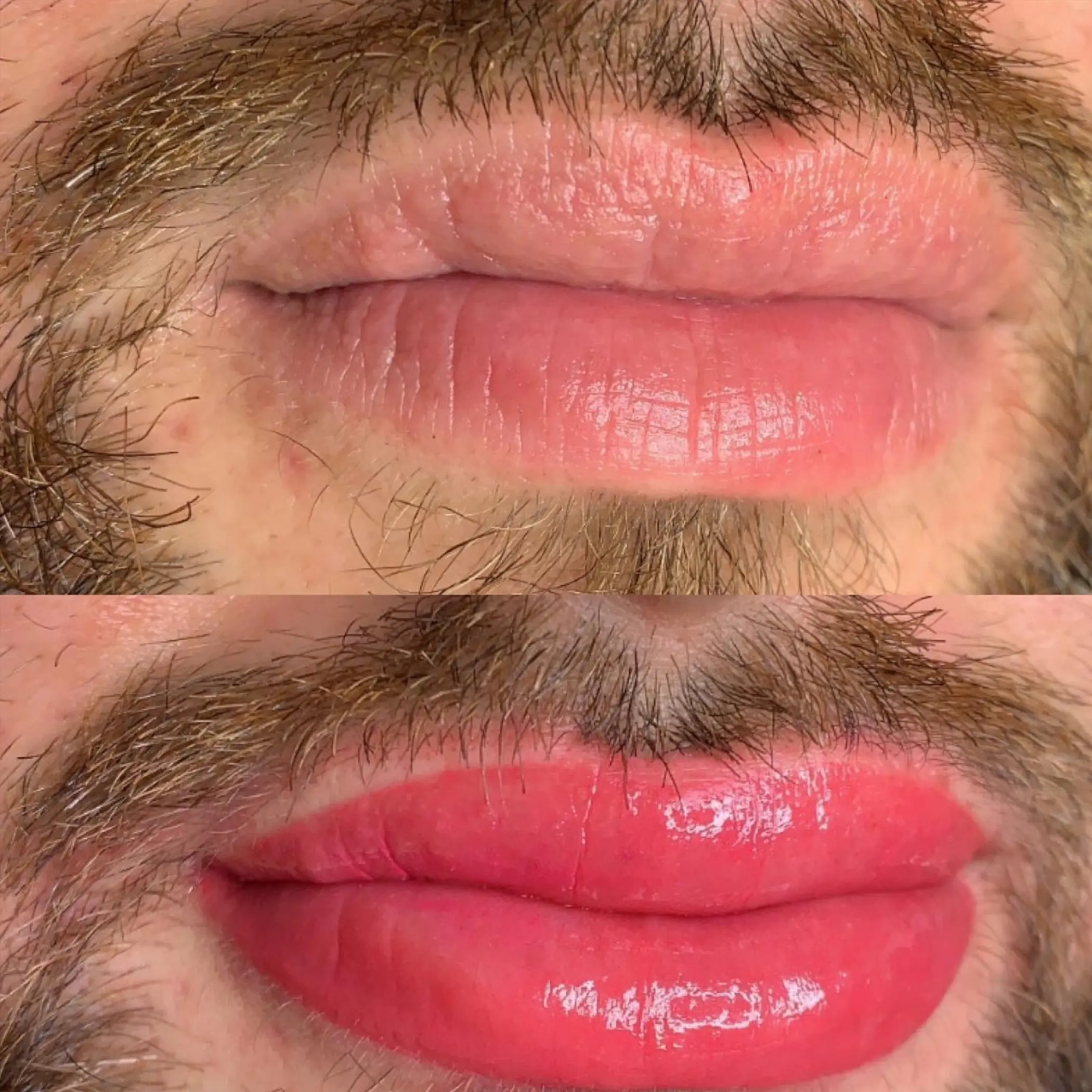healing stages of lip tattoo male