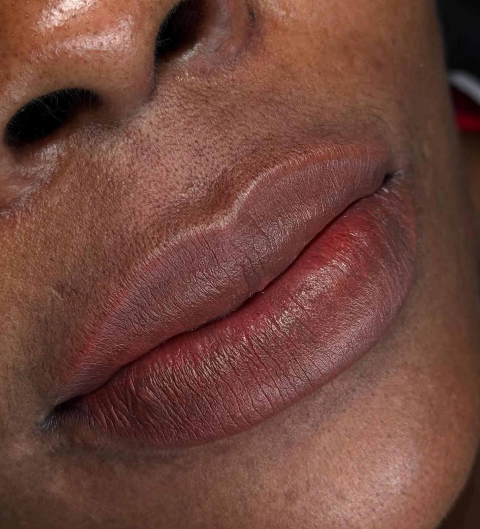 melanin rich lip tattoo before after